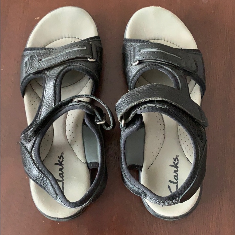 Clarks Black Leather Velcro Sandals
